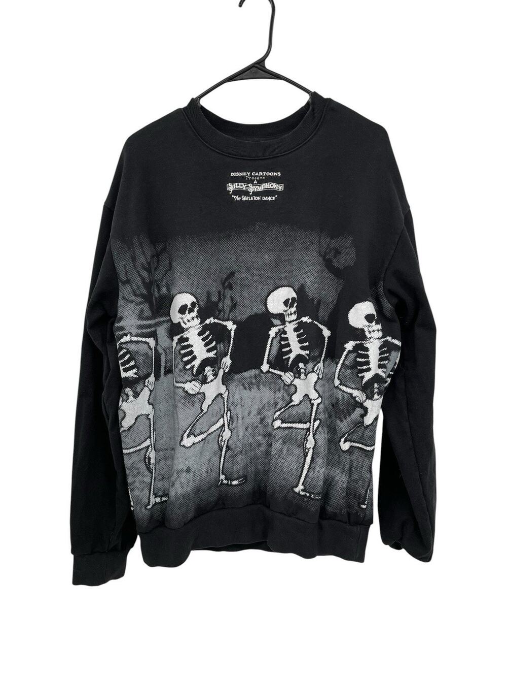 Disney Parks Skeleton Dance Sweatshirt Silly Symphony Black Size Large